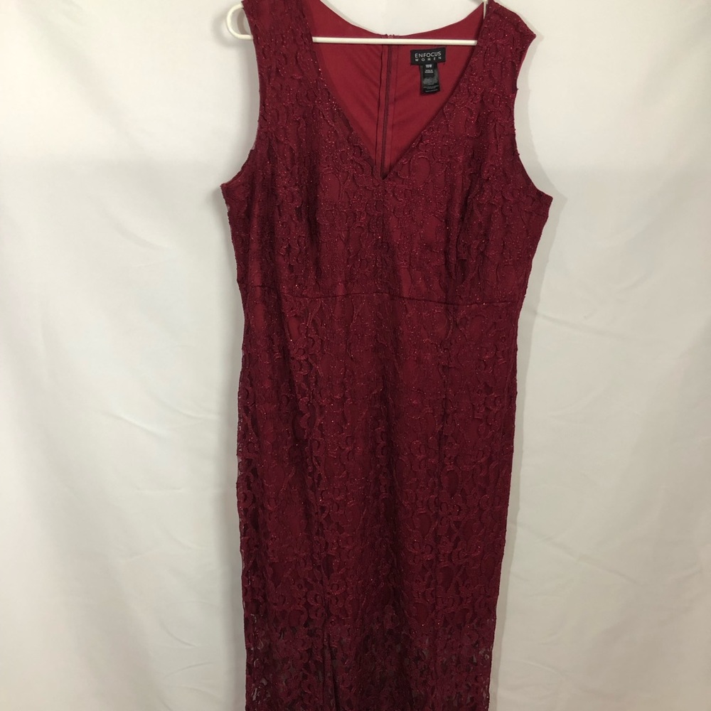 Burgundy lace sparkly maxi evening dress